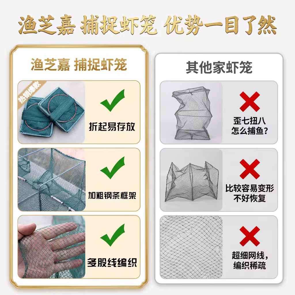 虾笼网渔网捕虾网折叠捕鱼笼鱼网泥鳅黄鳝笼子加厚捕龙虾网笼子 图3