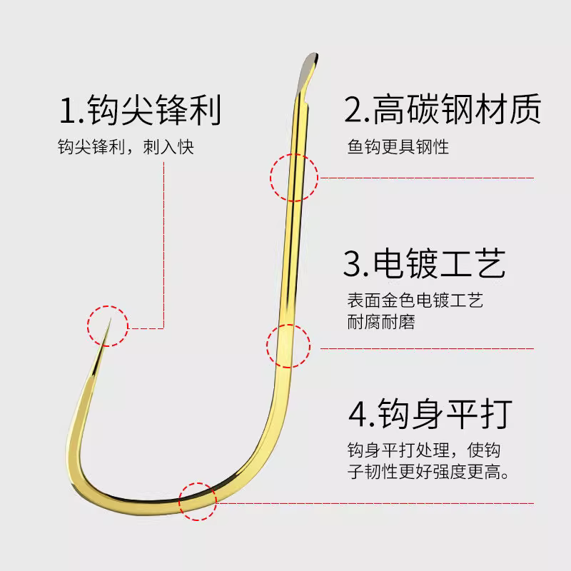 金袖鱼钩散装袖钩正品进口平打秋冬野钓小鱼鲫鲤鱼钩专用有无倒刺 图4