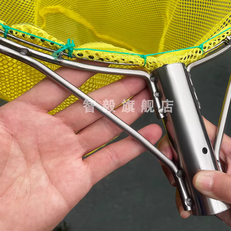 加粗实心钢圈不锈钢捞网头捞鱼网兜大巨物捞网鱼网兜捞虾小鱼配件 图2