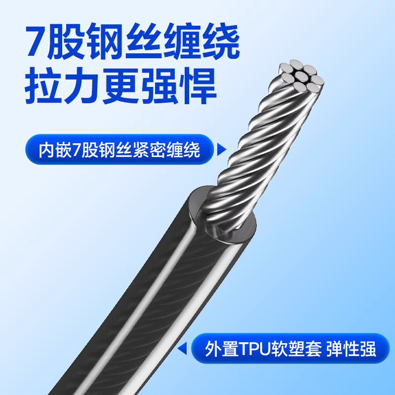 小凤仙钢丝失手绳自动伸缩路亚筏钓钓鱼挂扣绳鱼竿防丢绳垂钓装备 图2